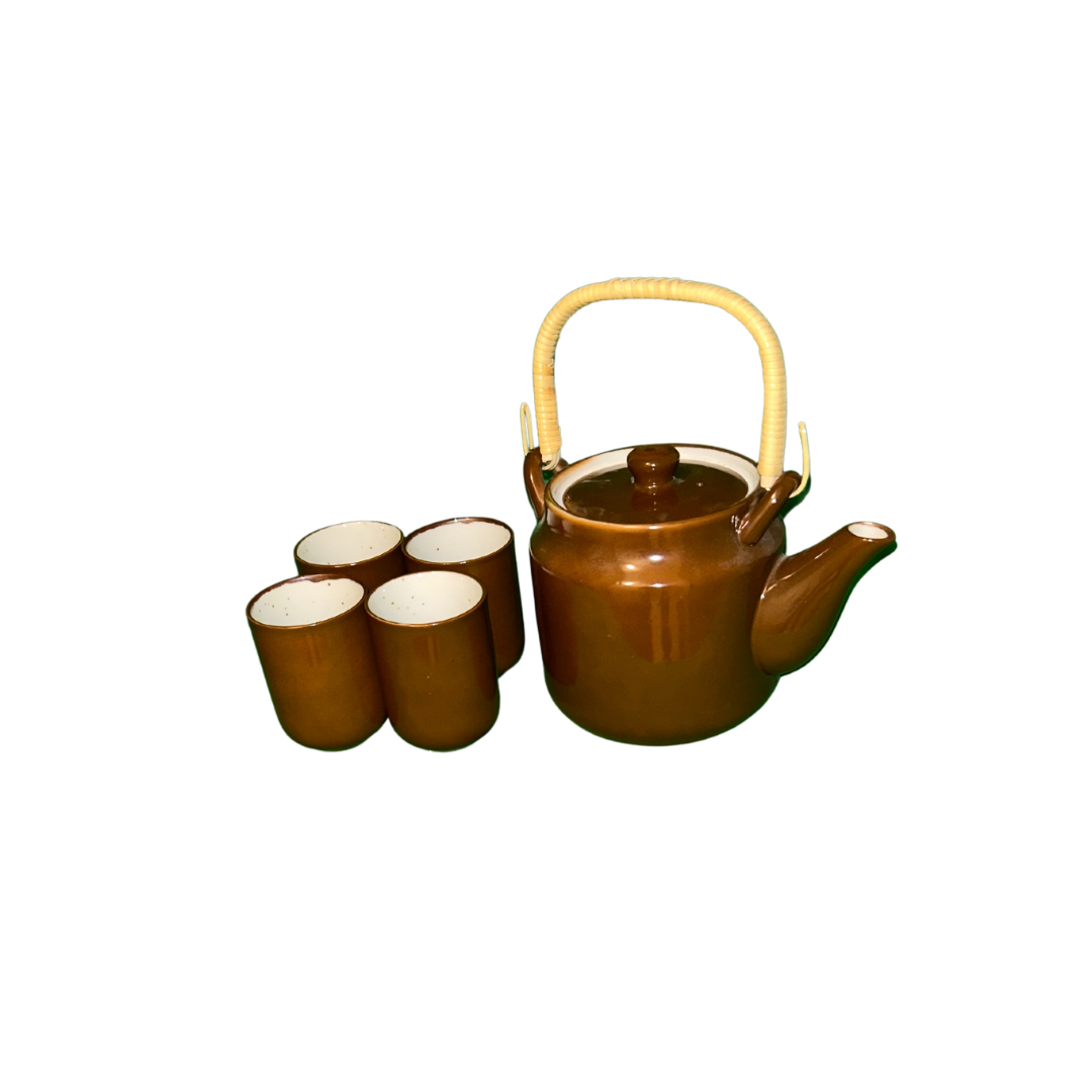 Porcelain Teapot Set - Brown - Bargain Haven