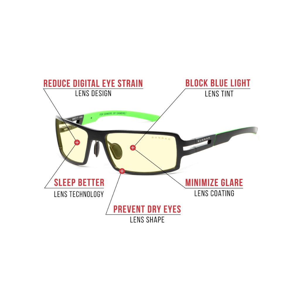 GUNNAR Optiks RZR-30001 Advanced Gaming Eyewear Razer RPG, Onyx Frame with Amber Lens (RZR-30001)