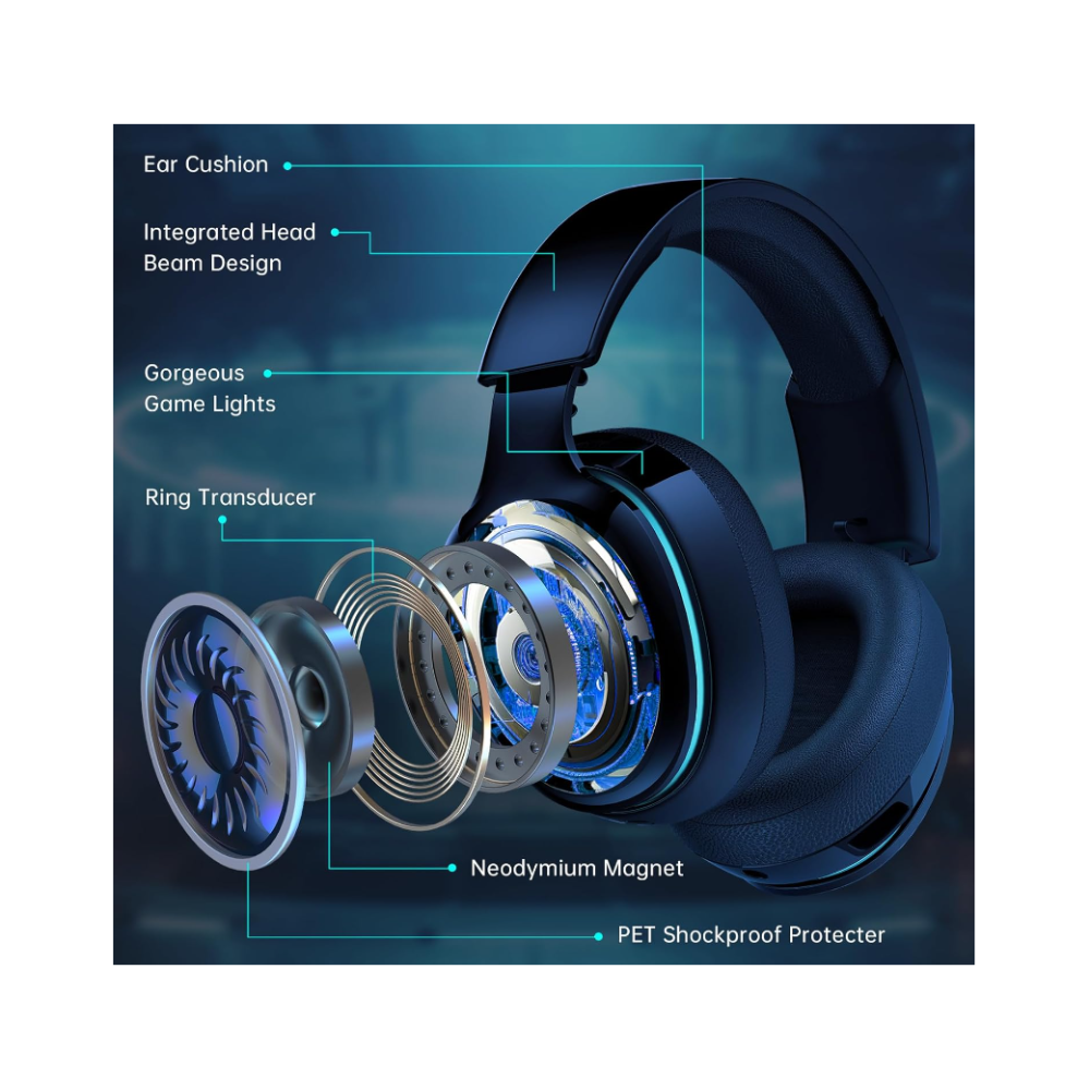 Gtheos Wireless Gaming 3.5mm Headphones for PS5, PS4, PC, Mac, Nintendo Switch, Bluetooth 5.0 - Black (Captain 300) - Bargain Haven
