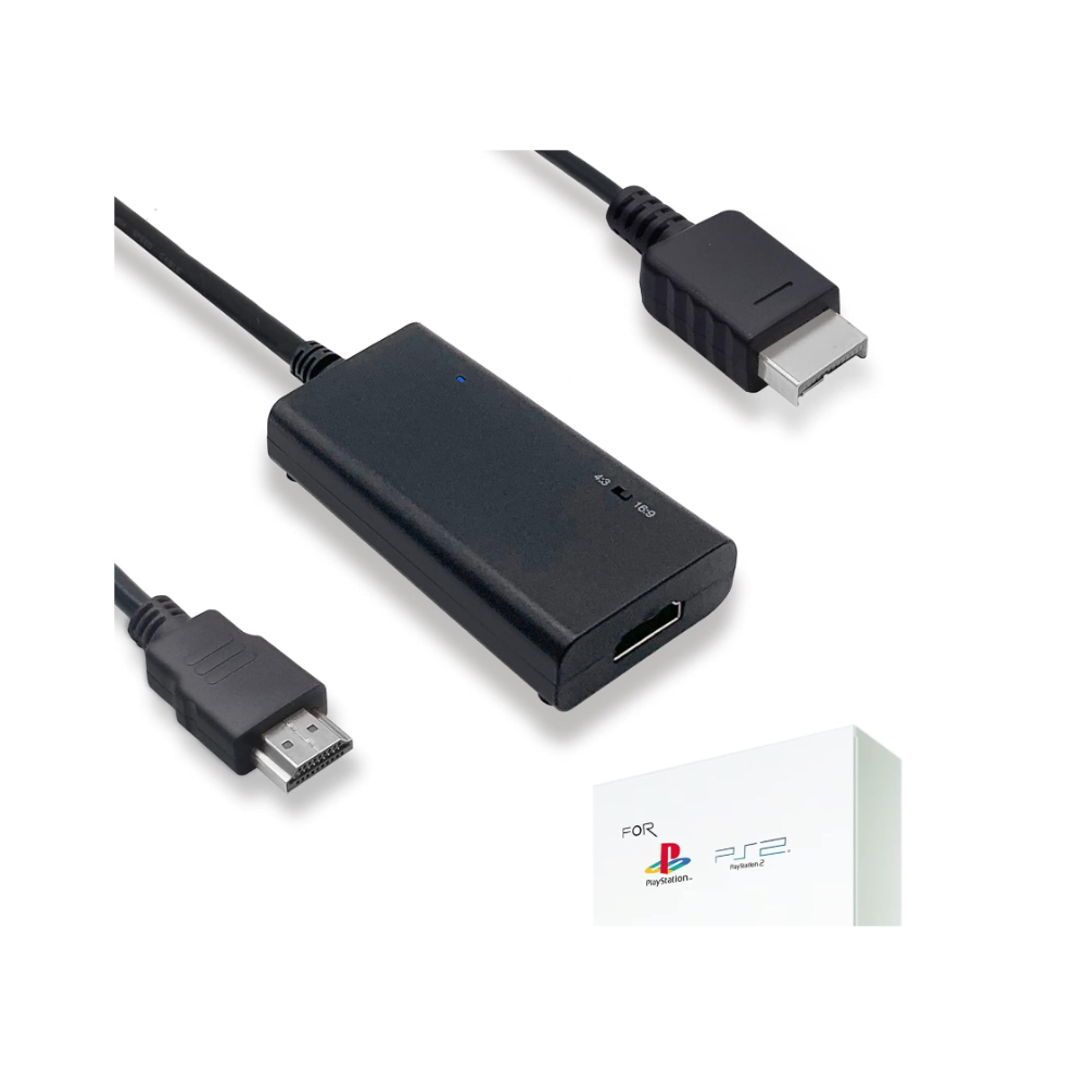HDMI Cable for PS2 & PS1 to HDMI Adapter with True RGB Signal Output, HD Converter with 4:3/16:9 Switch (