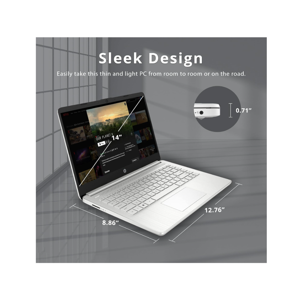 HP 14" FHD Anti-Glare Laptop, Intel Core i3-1215U, 16GB RAM, 512GB PCIe SSD, Wi-Fi 5, Windows 11 - Silver (14-dq2020ca)